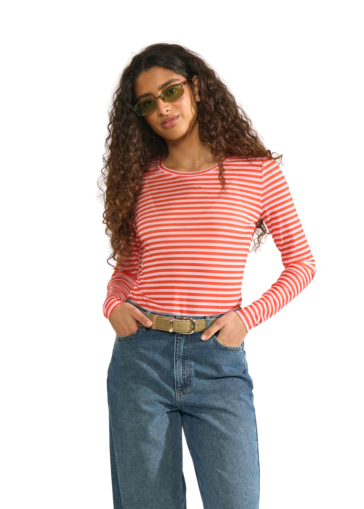 NUSine Stribet Mesh Bluse